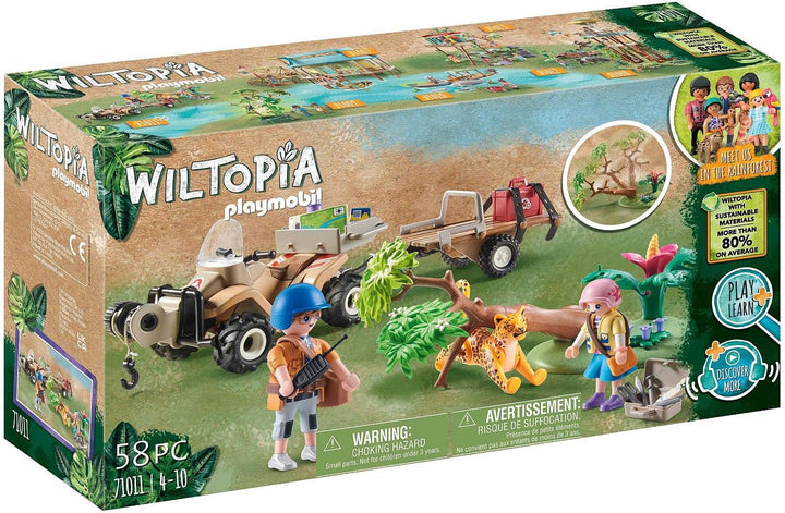 PLAYMOBIL Wiltopia 71011 Tierrettungsquad mit Spieltieren, nachhaltiges Spielzeug für Kinder