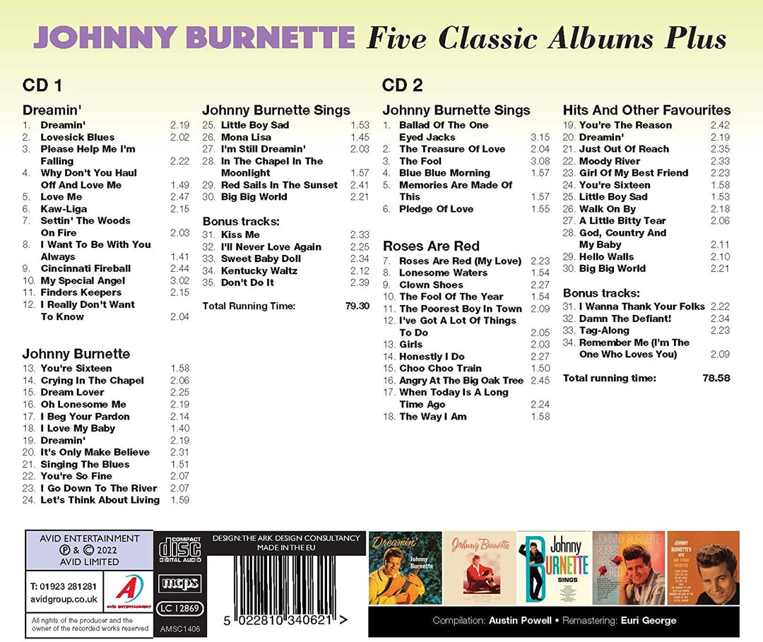 Johnny Burnette – Fünf klassische Alben plus [Audio-CD]