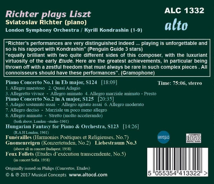 Liszt, F. - Klavierkonzerte 1 &amp; 2/Hun [Audio CD]