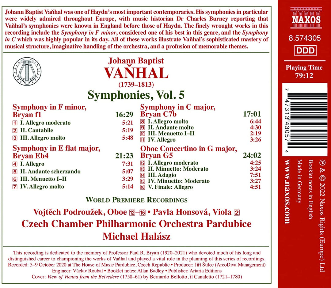 Johann Baptist Vanhal: Sinfonien [Audio CD]