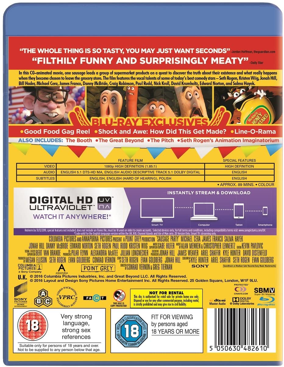 Sausage Party [2016] [Region Free] – Komödie/Abenteuer [Blu-ray]