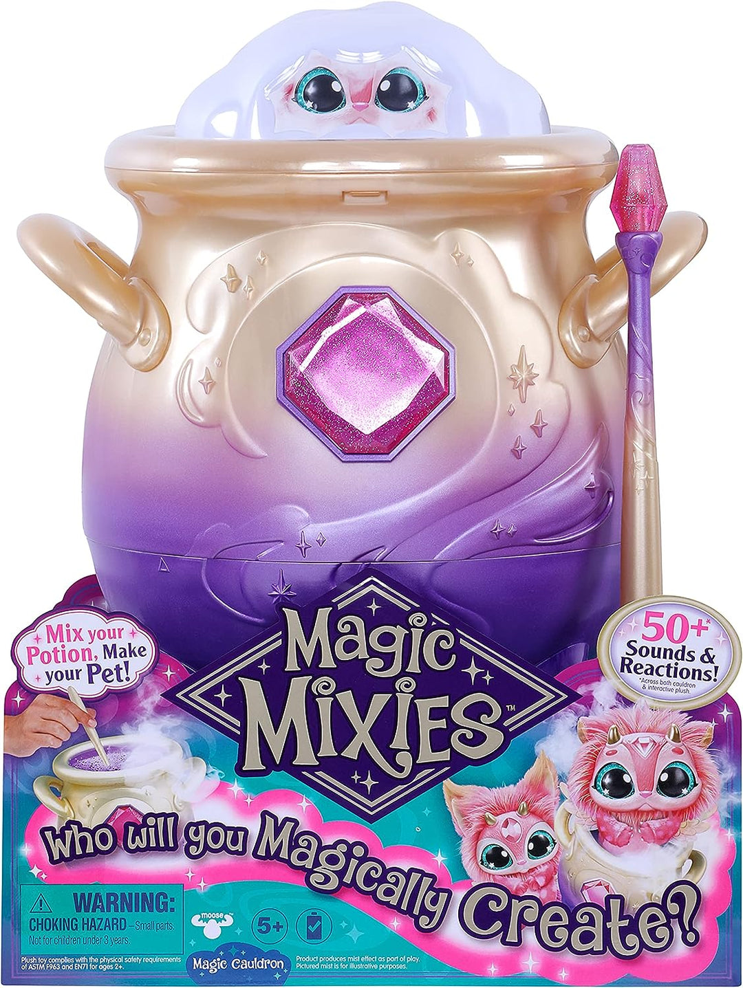 Magic Mixies Magischer Nebelkessel mit interaktivem 20,3 cm großen rosa Plüschtier