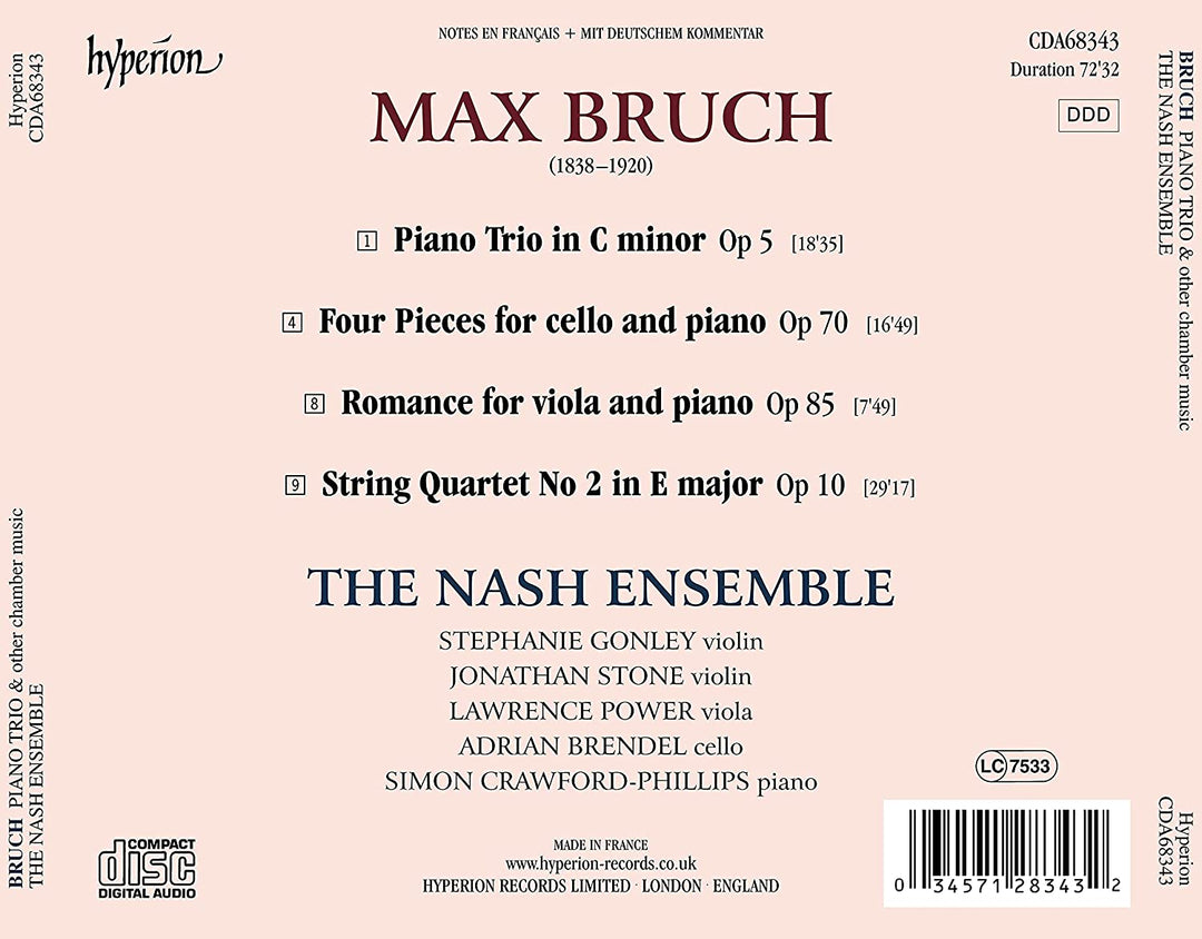 Bruch: Klaviertrio [The Nash Ensemble] [Hyperion Records A68343] [Audio CD]