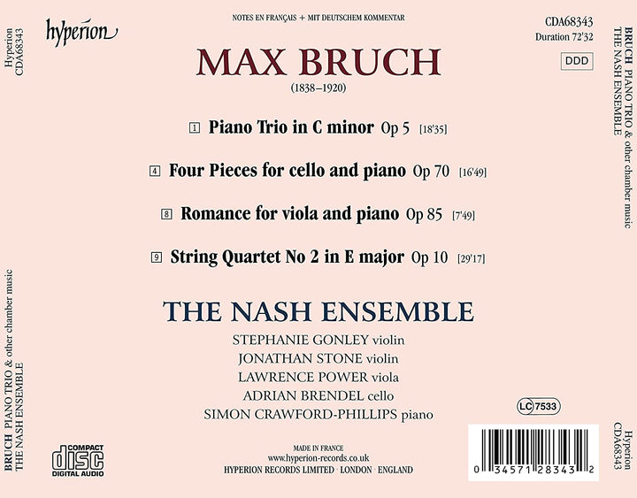 Bruch: Klaviertrio [The Nash Ensemble] [Hyperion Records A68343] [Audio CD]