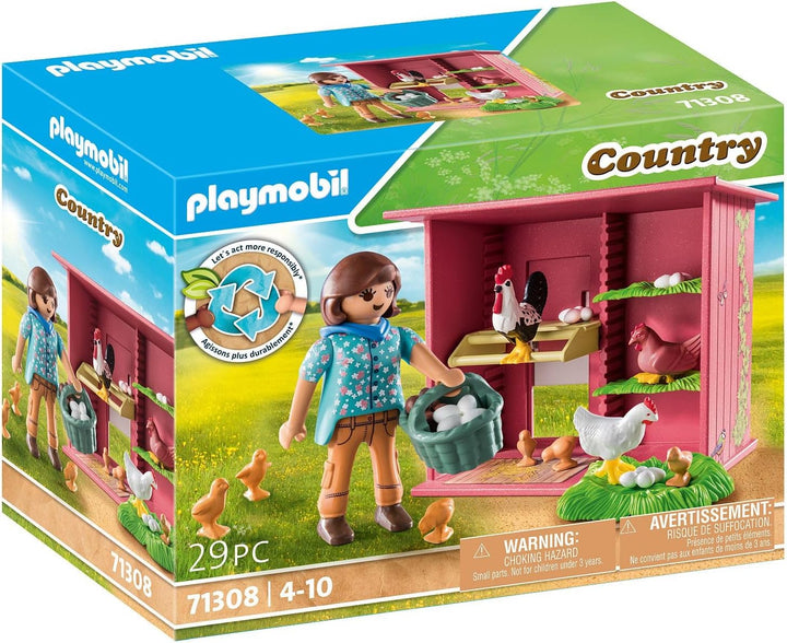 Playmobil 71308 Country Hen House, a ful chicken family for your Farm - chicken coop with a rooster