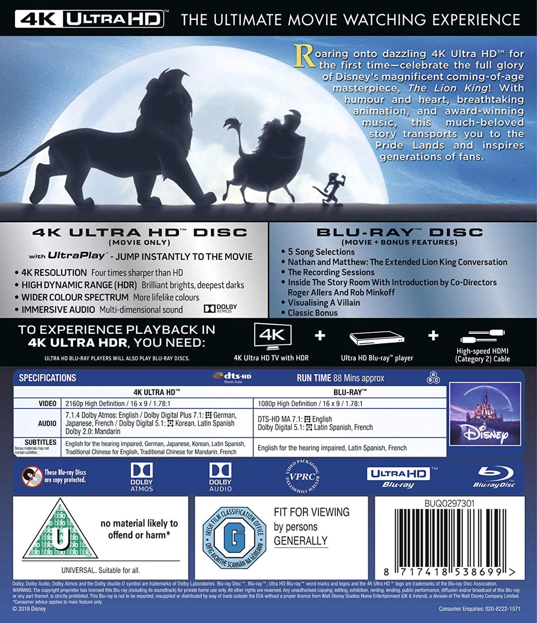 König der Löwen UHD – Musical/Abenteuer [Blu-ray]