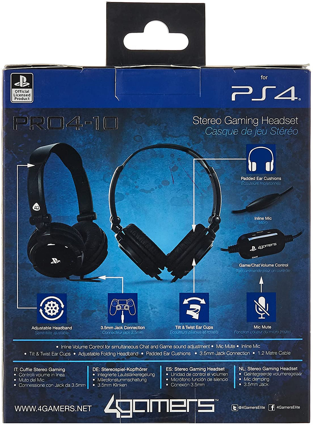 PRO4-10 Offiziell lizenziertes Stereo-Gaming-Headset – Schwarz (PS4/PSVita)