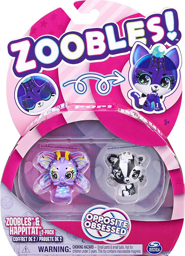 Zoobles Opposite Obsessed 2-Pack Transforming Collectible Figures and Happitat Accessories