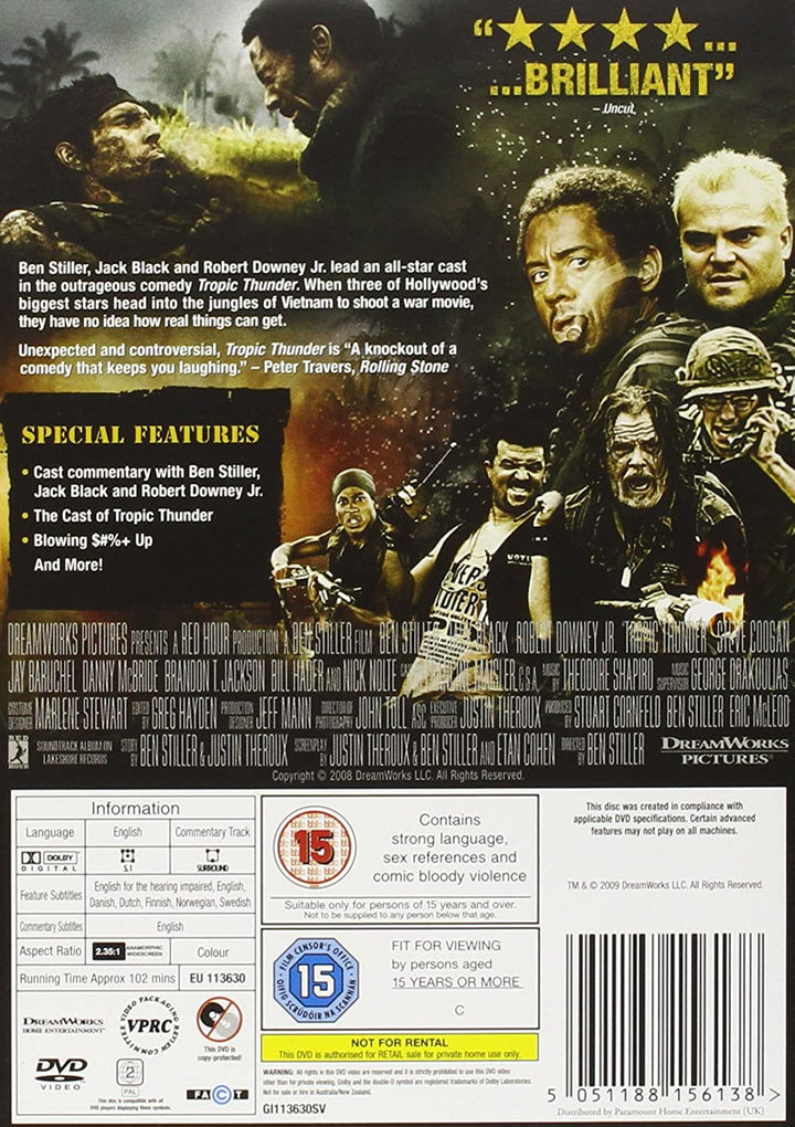 Tropic Thunder – Single Disc [2017] – Komödie/Action [DVD]