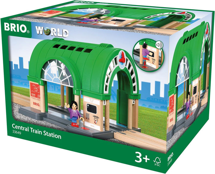 BRIO World Hauptbahnhof für Kinder ab 3 Jahren – kompatibel mit allen BRIO Eisenbahnsets und Zubehör