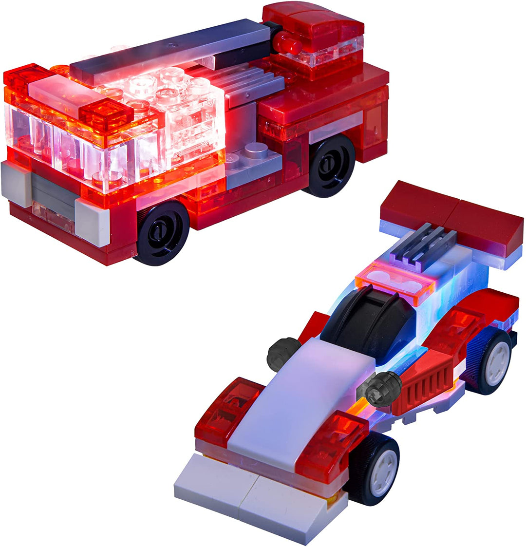 giochi preziosi spa LAM02301 Laser Pegs Microsparks-Vehicles 2 Pack Red Formu