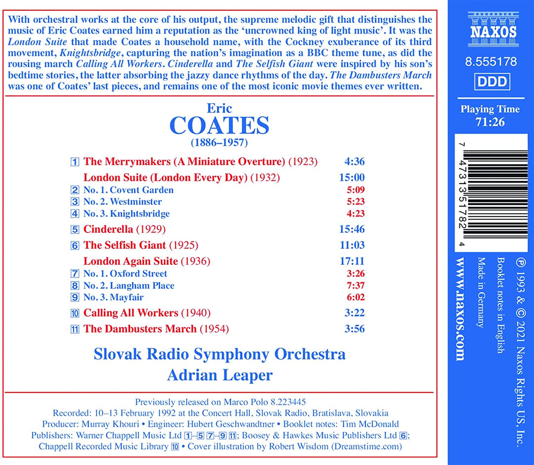 Coates: Britische Unterhaltungsmusik Vol. 3 [Sinfonieorchester des Slowakischen Rundfunks; Adrian Leap [Audio-CD]