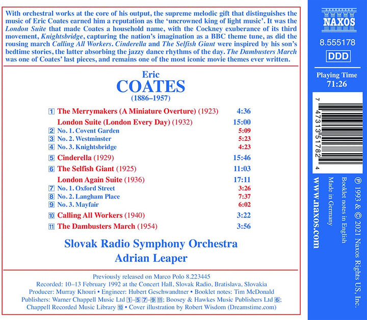 Coates: Britische Unterhaltungsmusik Vol. 3 [Sinfonieorchester des Slowakischen Rundfunks; Adrian Leap [Audio-CD]