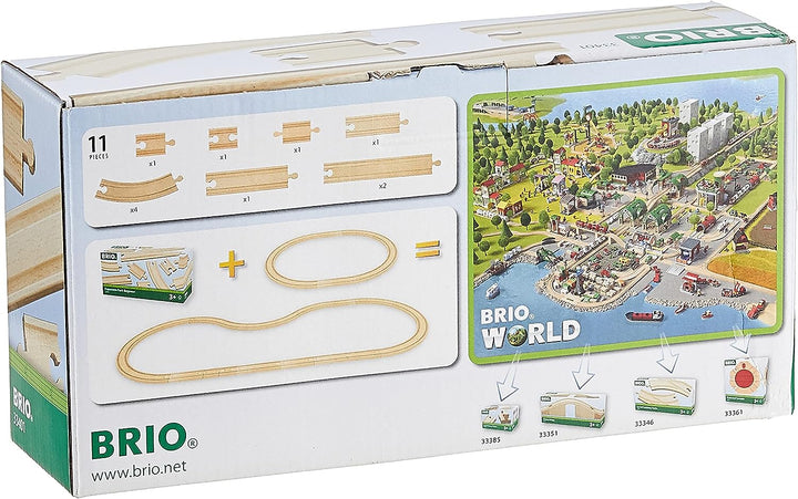 BRIO World-Erweiterungspaket – Einsteiger-Holzbahngleise für Kinder ab 3 Jahren – kompatibel mit allen BRIO-Eisenbahnsets und Zubehör