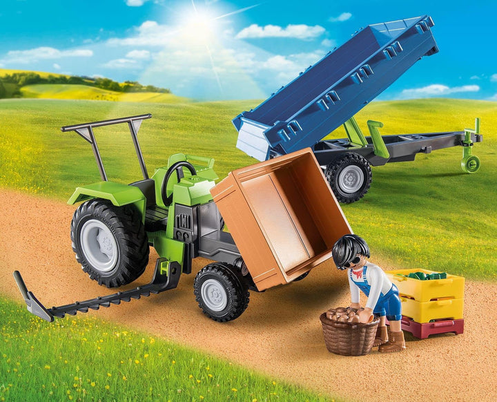 Playmobil Country 71249 Erntetraktor mit Anhänger inkl. Transportboxen, Gr