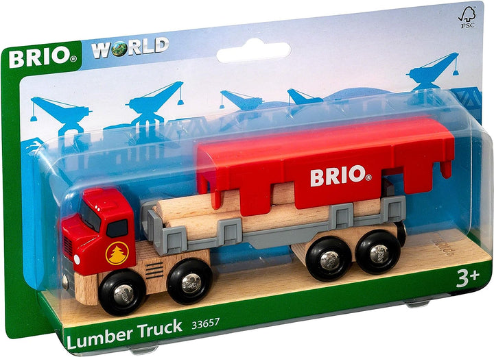 BRIO World Lumber Truck für Kinder ab 3 Jahren – kompatibel mit allen BRIO Eisenbahnsets und Zubehör