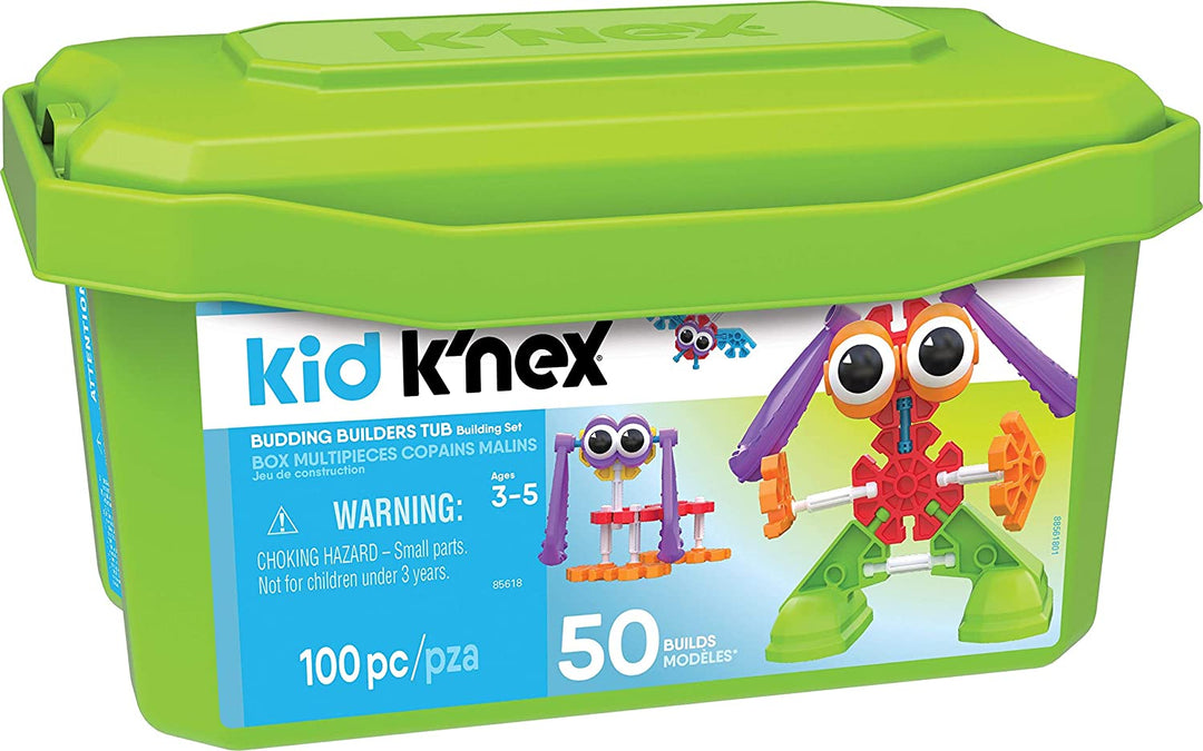 Kid K'NEX 85618 50 Build Budding Builders Set, Kids Craft Set with 100 Pieces, Educational Toys for Kids, Fun and Colourful Building Toys for Boys and Girls, Construction Toys for 3 Year Olds +