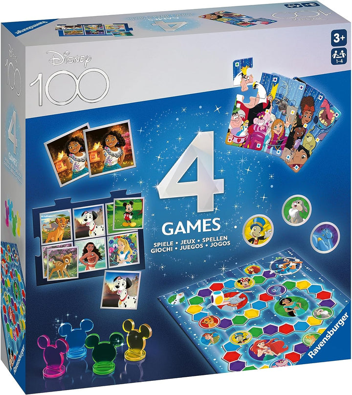 Ravensburger 4-in-1-Spielekompendium-Set zum 100-jährigen Jubiläum von Disney für Kinder ab 3 Jahren