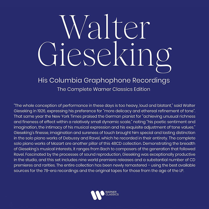 Walter Gieseking – Die kompletten Warner Classics-Aufnahmen [Audio-CD]