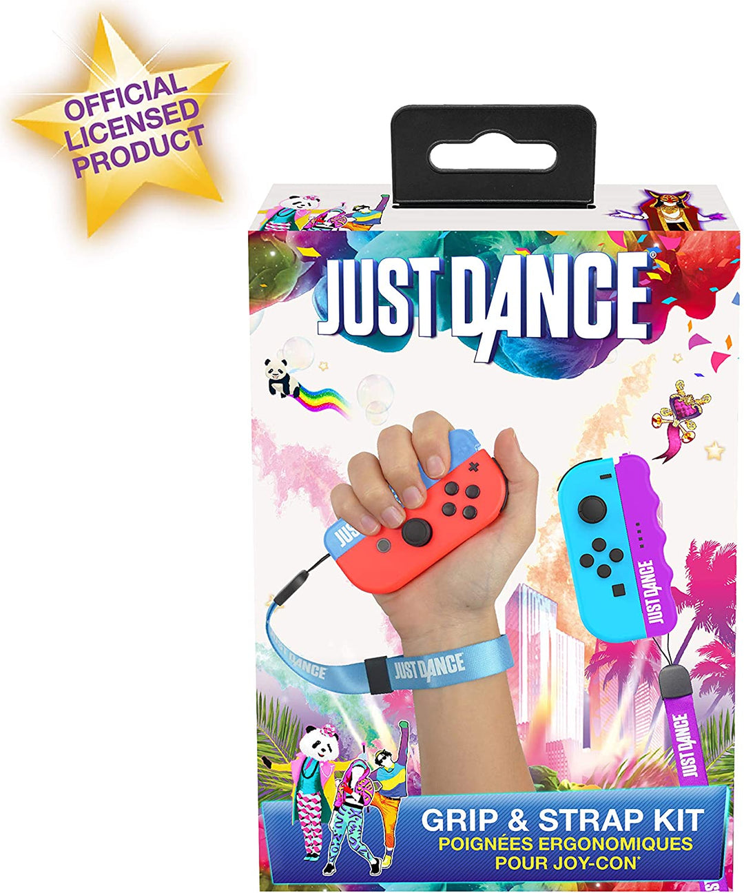 Just Dance 2019 – Griff- und Riemenpaket – ergonomische Komfortgriffe mit Riemen für Nintendo Switch JoyCon Controller – Blau und Lila