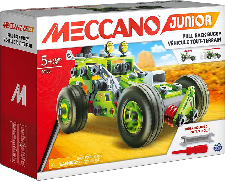 Meccano Junior, 3-in-1 Deluxe Pull-Back Buggy STEAM Model Building Kit, for Kids