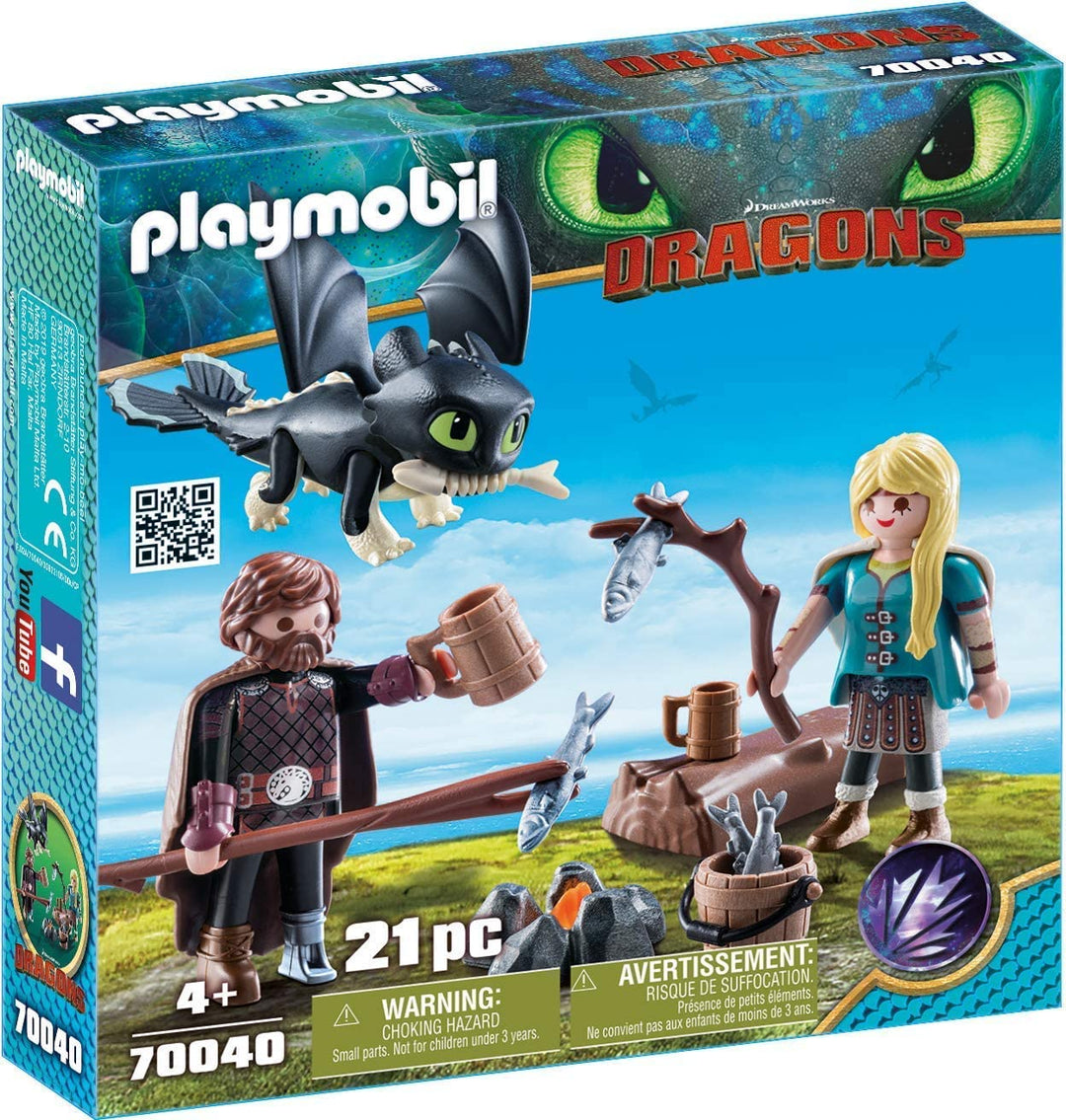 Playmobil 70040 DreamWorks Dragons, Hoquet et Astrid avec Bébé Dragon