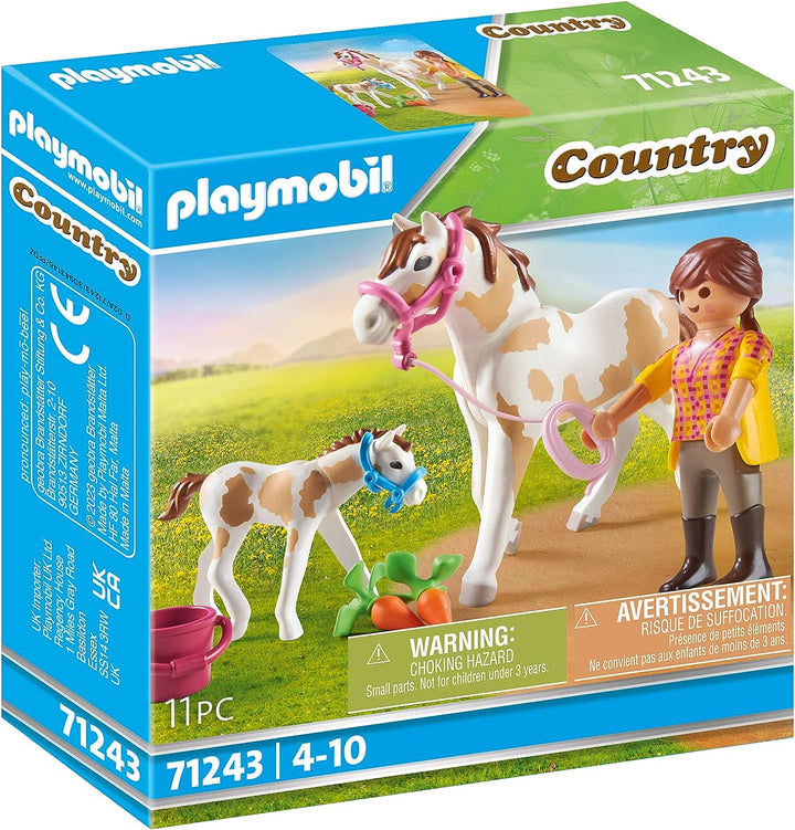 Playmobil 71243 Landpferd mit Fohlen, Tiere für Reiterhof und Bauernhof,