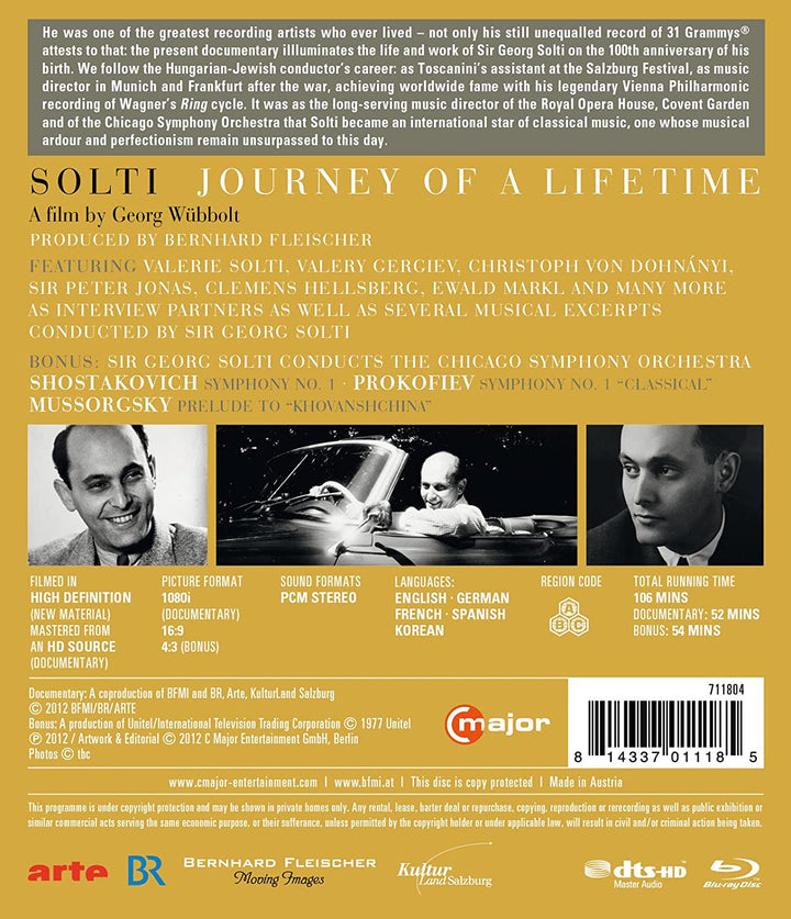 Solti: Journey Of A Lifetime (100th Anniversary Of Solti) (Chicago Symphony Orchestra/ Sir Georg Solti) (C-Dur: 711804) [2012][Region A &amp; B] [BLu-ray]