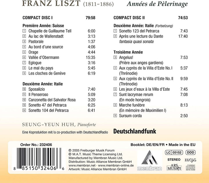 Seung-Yeun Huh – Liszt: Années de Pèlerinage [Audio CD]