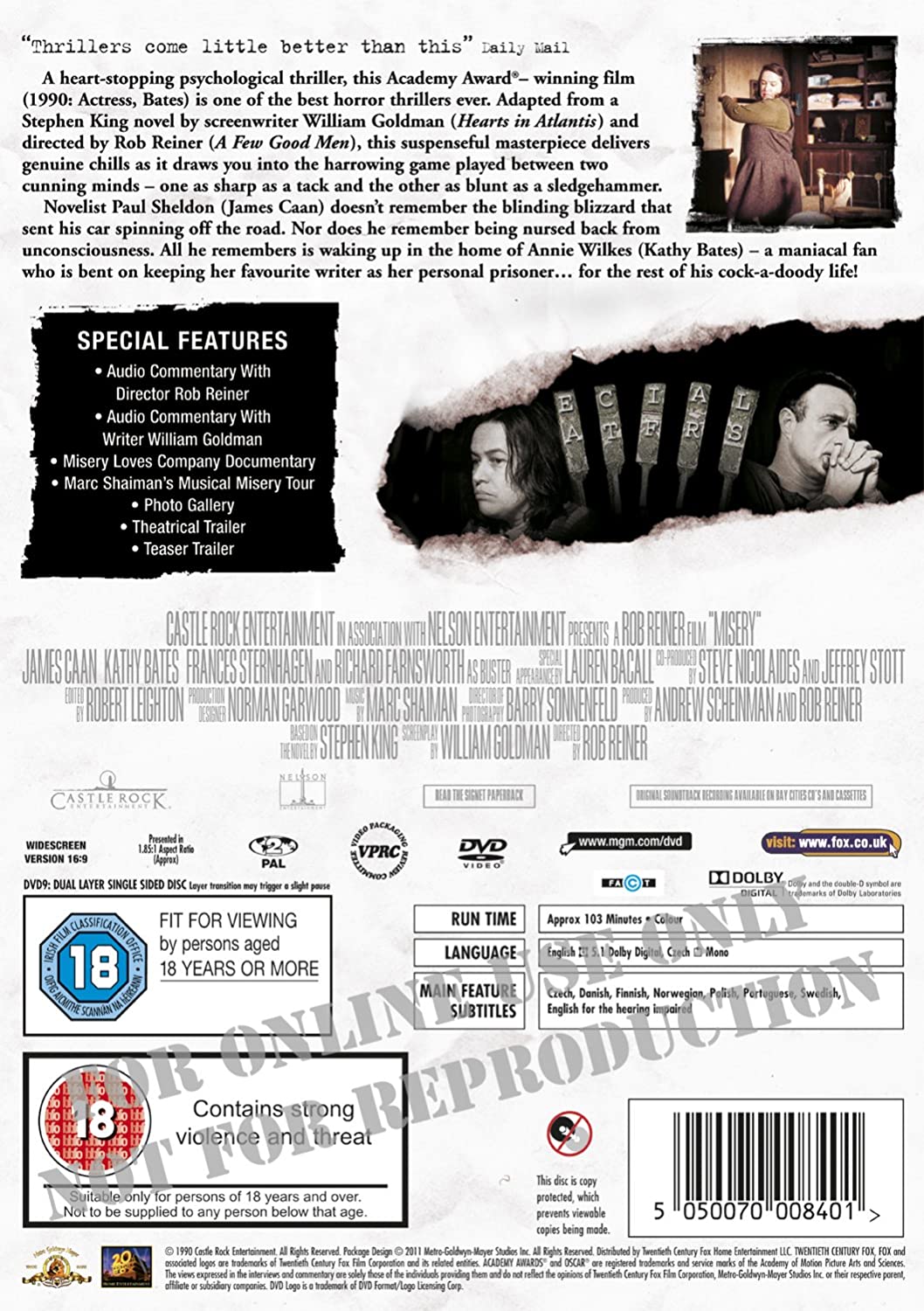 Misery [1991] – Horror/Thriller [DVD]