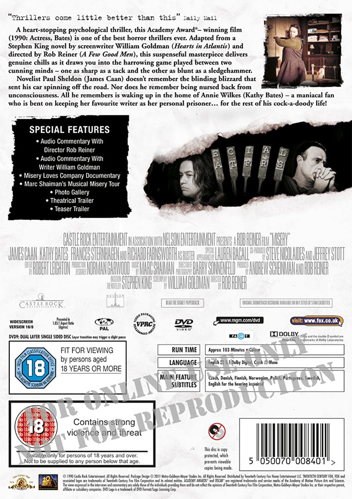 Misery [1991] – Horror/Thriller [DVD]