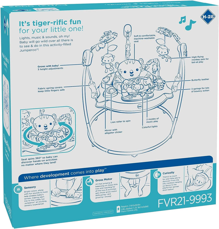 Fisher-Price Roarin' Rainforest Jumperoo, Aktivitätszentrum für Kleinkinder mit Musik, Lichtern und Geräuschen