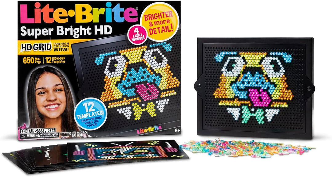 Lite Brite Super Brite HD - Brightest Light-Up Art Board with 650 Pegs (02323)