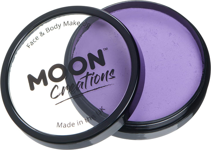 Pro Face &amp; Body Paint Cake Pots von Moon Creations – Flieder – Professionelles Gesichtsfarben-Make-up auf Wasserbasis für Erwachsene und Kinder – 36 g