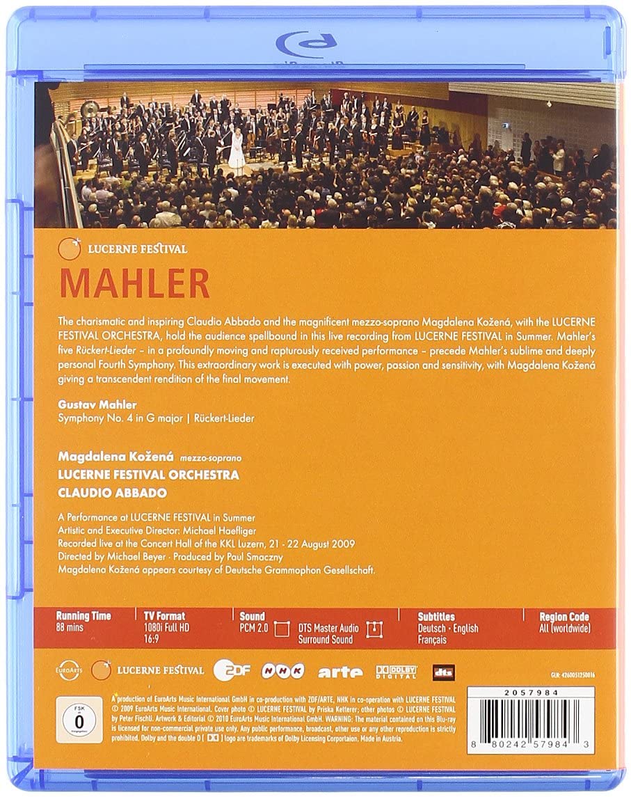 Mahler: Sinfonie Nr. 4 in G-Dur/Fünf Lieder [2010] [Region Free] [Blu-ray]