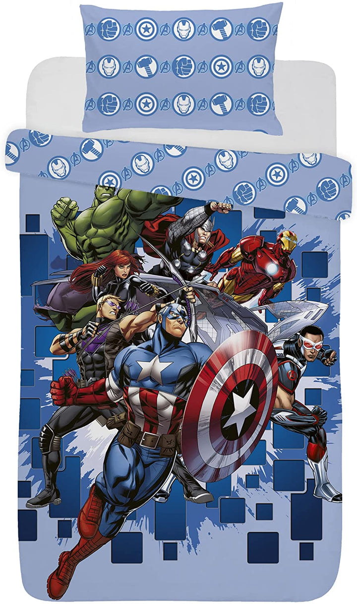 Offizielles Disney Marvel Avengers-Einzelbettbezug-Set