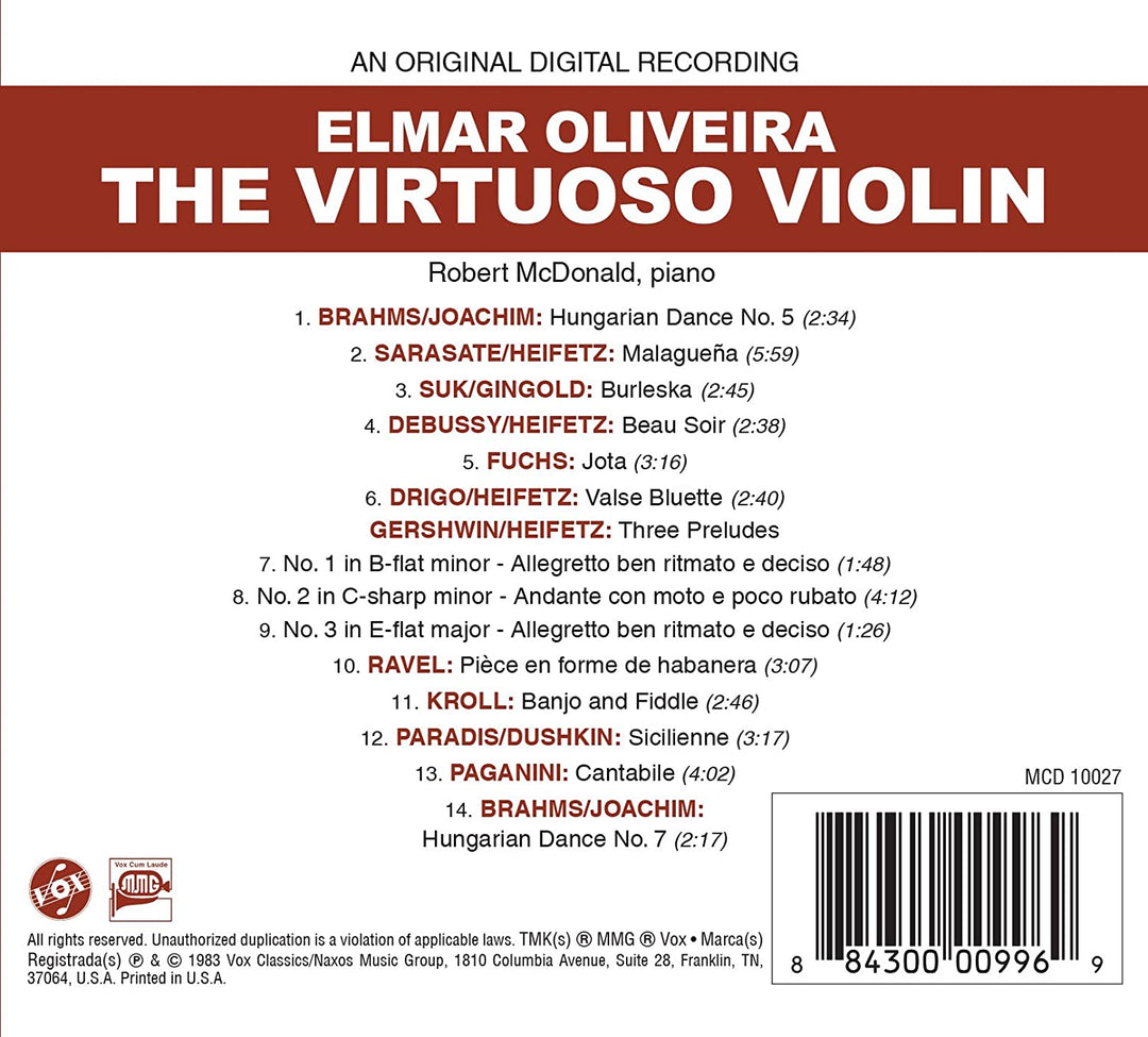 Elmar Oliveira: Die virtuose Violine [Elmar Oliveira; Robert M onald] [Vox Classics: M 10027] [Audio CD]