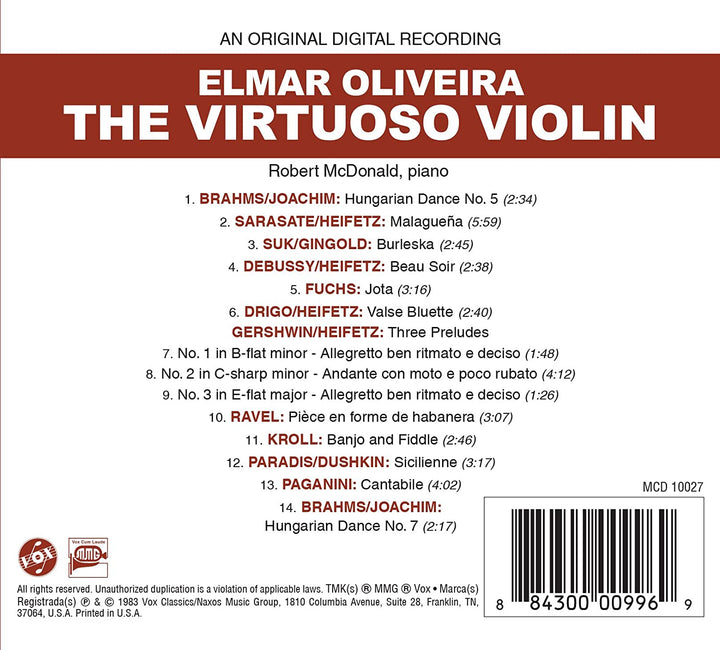 Elmar Oliveira: Die virtuose Violine [Elmar Oliveira; Robert M onald] [Vox Classics: M 10027] [Audio CD]