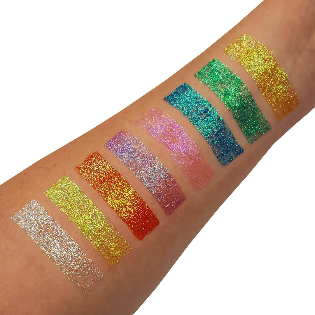 Schillerndes feines Glitzergel für Gesicht und Körper von Moon Glitter – Orange – kosmetische Festival-Glitzer-Gesichtsfarbe für Gesicht, Körper, Haare, Nägel – 12 ml