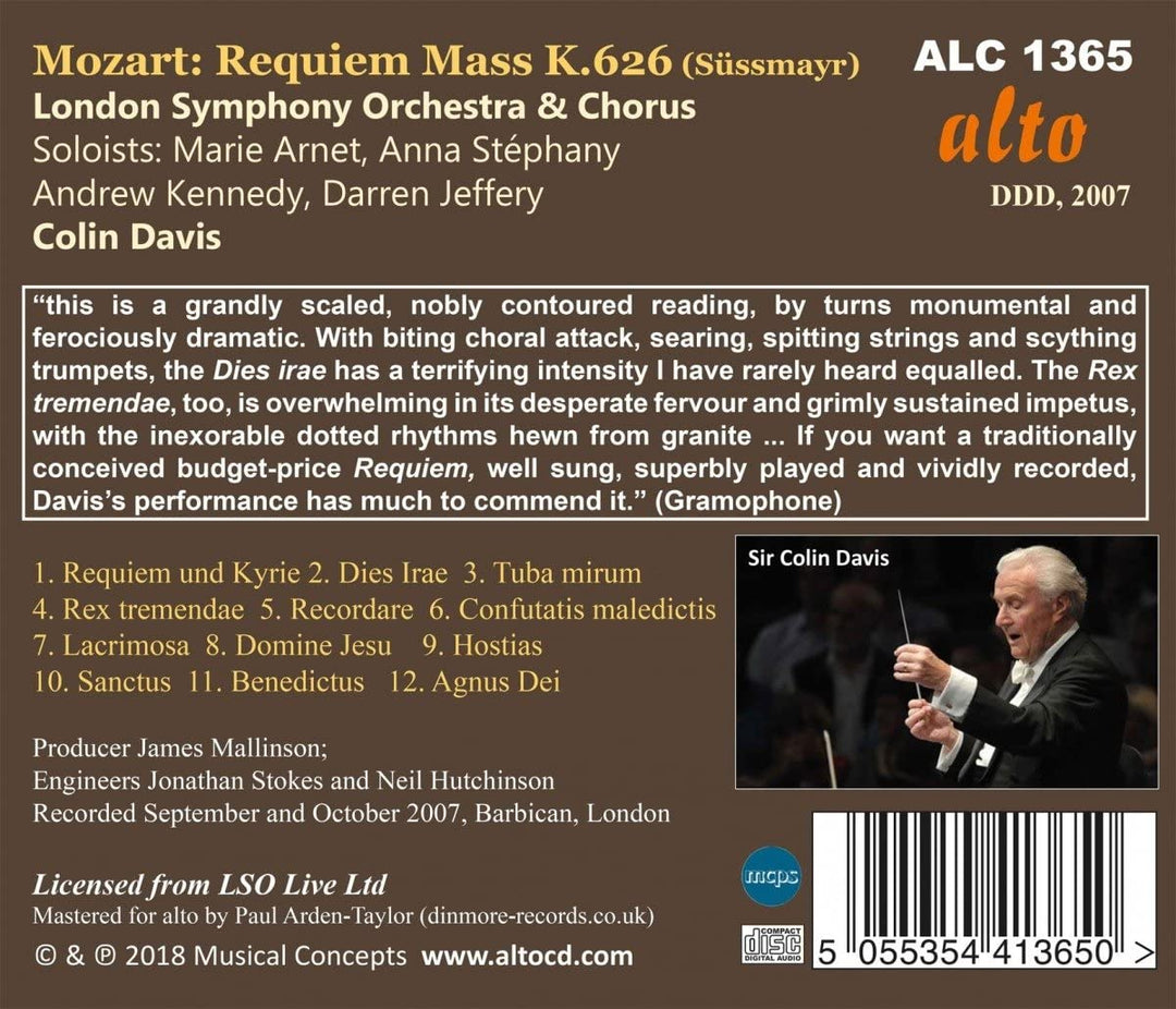 COLIN DAVIS - Mozart: Requiem-Messe [Audio-CD]