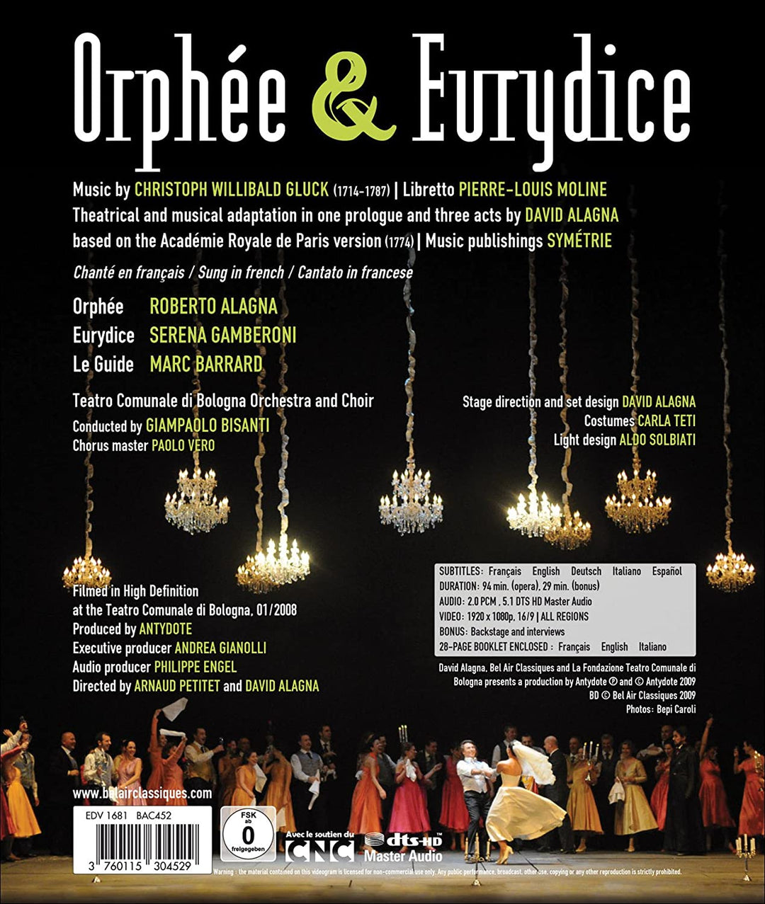 Gluck: Orphee und Eurydike (Alagna, Gamberoni, Barrard/Bologna/Bisanti) [2009] [Region Free] [2010] – Drama [Blu-ray]