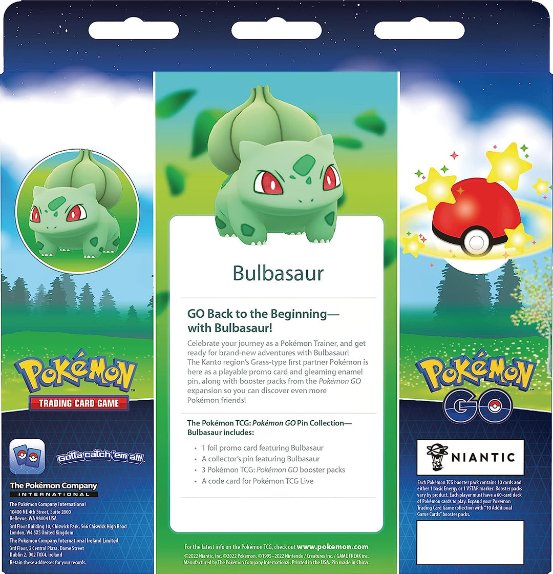 Pokémon TCG: Pokémon GO Pin-Sammlung – Bulbasaur (1 Folien-Promokarte, 1 Sammelkarte).