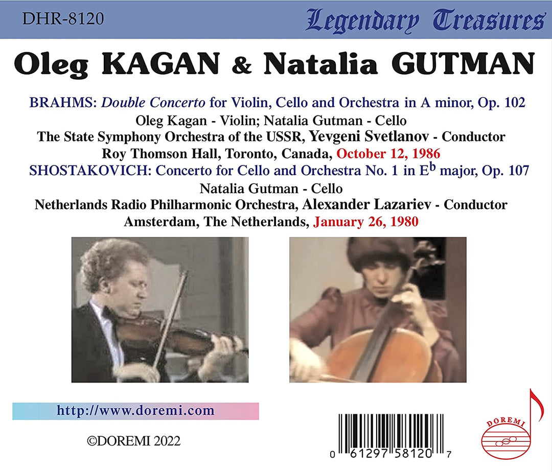 Oleg Kagan – Brahms; Schostakowitsch: Konzerte live aufgeführt [Oleg Kagan; Natalia Gutman; Alexander Lazariev] [Doremi: DHR-8120] [Audio CD]