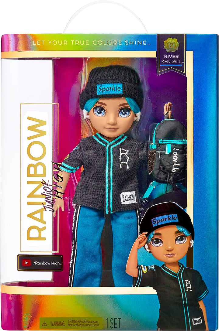 Rainbow High Junior High - RIVER KENDAL Rainbow Fashion Doll with Outfit & Accessories