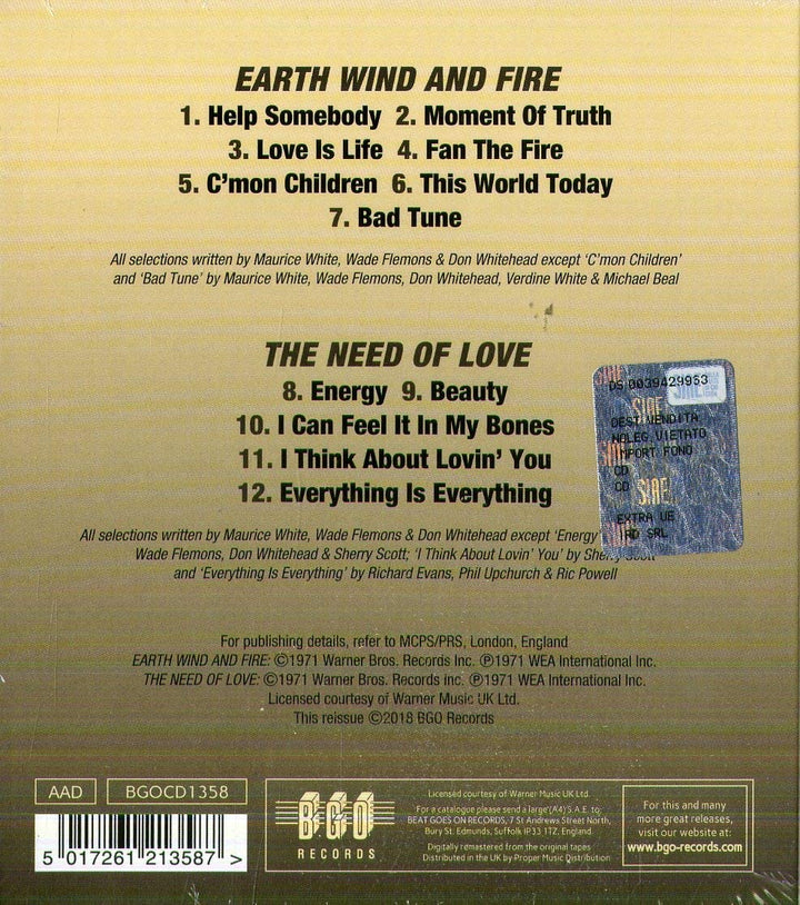 Earth, Wind &amp; Fire - Earth Wind And Fire / The Need Of Love [Audio-CD]