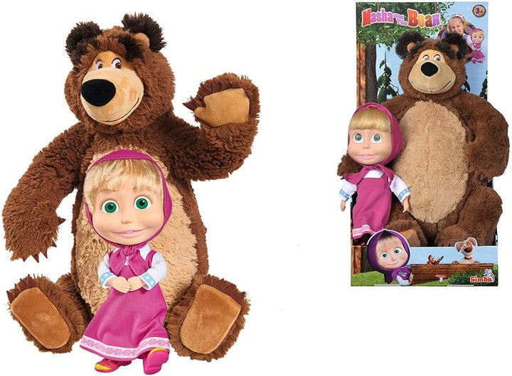 MASHA & THE BEAR 23CM DOLL WITH 43CM SOFT TOY BEAR TWIN PACK