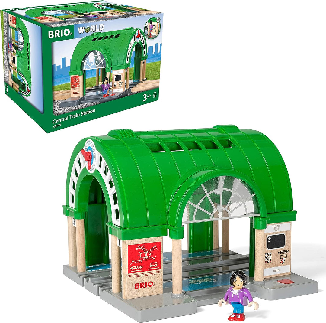 BRIO World Hauptbahnhof für Kinder ab 3 Jahren – kompatibel mit allen BRIO Eisenbahnsets und Zubehör