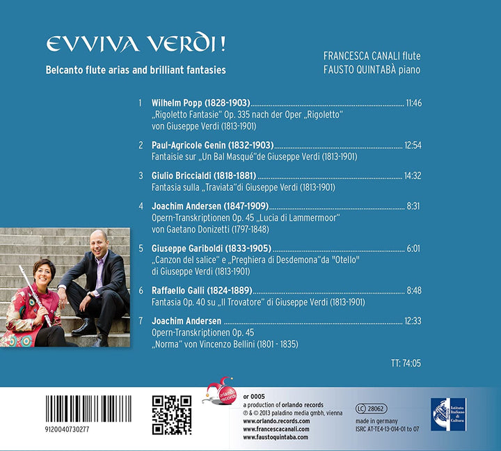 Francesca Canali, Flöte | Fausto Quintabà, Klavier - Evviva Verdi! [Audio-CD]