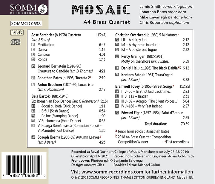 Mosaik [A4 Brass Quartet] [Somm Recordings: SOMM 0638] [Audio CD]