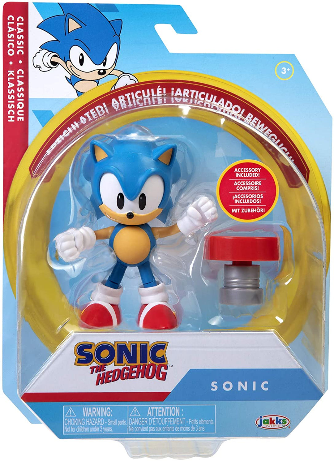 Sonic The Hedgehog 4-Zoll-Actionfigur Classic Sonic mit Feder zum Sammeln